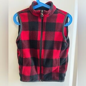 Amazon Essentials Red and Black Checkered Fleece Vest 4T